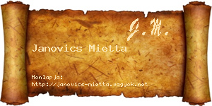 Janovics Mietta névjegykártya